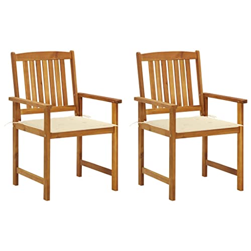 Snsowed Gartenstühle mit Kissen, Hochlehner, Garden Chair, Gartenmöbel, Wetterfest Stuhl, Lehnstühle, Campingstühle, 2 STK. Massivholz Akazie von Snsowed
