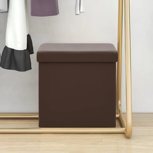 Snsowed Hocker mit Stauraum, Sitzhocker, Fußhocker, Sofahocker, Fuß Hocker, Couch Hocker, Stool, Footstool, Braun PVC von Snsowed