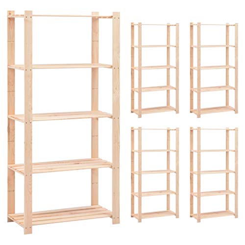 Snsowed Lagerregale 5 Böden 5 STK Küchenregal, Regal Küche, Standregal, Regale & Ablagen, Abstellraum Regal, Bücherregal, 80x38x170cm Massivholz Kiefer 250kg Snsowed Lagerregale 5 Böden 5 STK Küchenregal, Regal Küche, Standregal, Regale & Ablagen, Abstellraum Regal, Bücherregal, 80x38x170cm Massivholz Kiefer 250kg von Snsowed