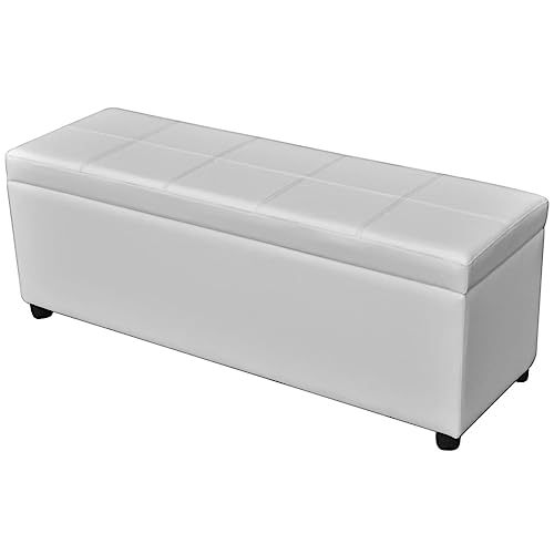 Snsowed Lange Aufbewahrungsbank, Sitzbank Mit Stauraum, Wohnung Einrichtung, Betttruhe Schlafzimmer, Dekoration Schlafzimmer, Holz Weiß von Snsowed