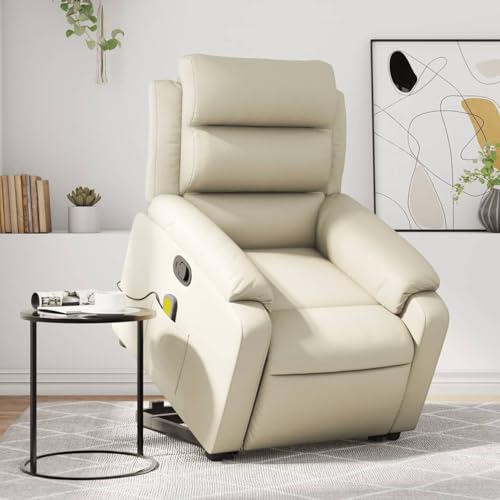 Snsowed Massagesessel mit Aufstehhilfe Creme Kunstleder, Relaxsessel, Fernsehsessel, Kinosessel, Stillsessel - 3205050 von Snsowed