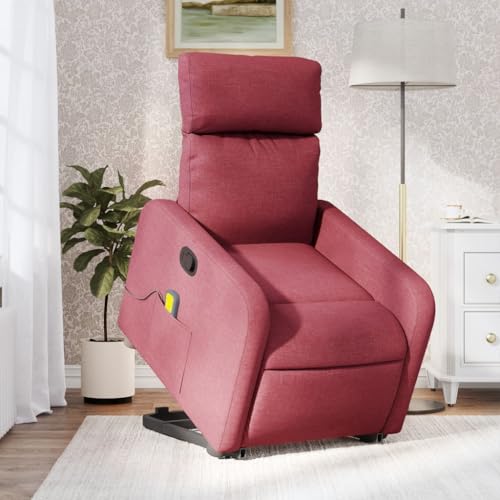 Snsowed Massagesessel mit Aufstehhilfe Weinrot Stoff, Relaxsessel, Fernsehsessel, Kinosessel, Stillsessel - 3206711 von Snsowed