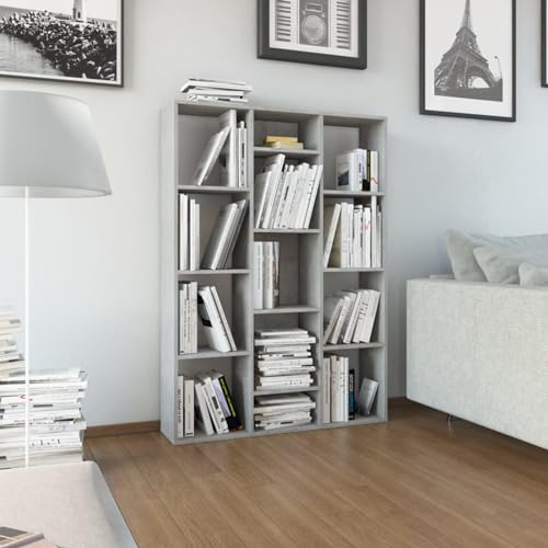 Snsowed Raumteiler/Bücherregal Betongrau 100x24x140 cm Holzwerkstoff, Bookshelf, Regalbrett, Book Shelf, Bücher Regal, Deko Regal Wohnzimmer, Standregal - 800445 von Snsowed