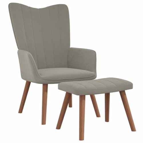 Snsowed Relaxsessel mit Hocker Hellgrau Samt, Fernsehsessel, Kinosessel, Lesesessel, Tv Sessel, Ohrensessel, Armsessel, Seselstuhl Wohnzimmer - 327666 von Snsowed