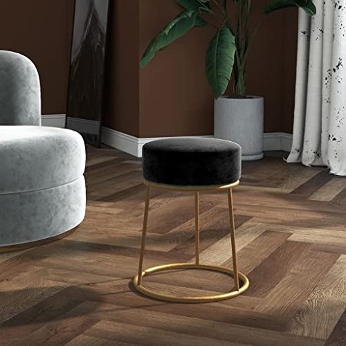 Snsowed Runder Hocker, Footstool, Stilvolle Hocker, Classroom Stools, Wartehocker, Schwarz Samt von Snsowed