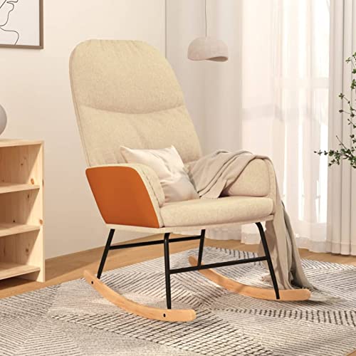 Snsowed Schaukelstuhl Cremeweiß Stoff, Stillsessel, Relaxstuhl, Lesesessel, Fütterungsstuhl, Relaxsessel - 341044 von Snsowed