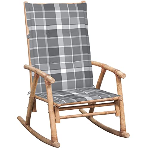 Snsowed Schaukelstuhl mit Auflage, Schaukelstuhl Outdoor, Rocking Chair, Relaxsessel, Gartenschaukelstuhl, Schwingstuhl, Terrassenschwungstuhl, Bambus von Snsowed