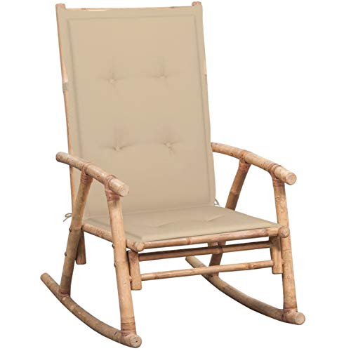Snsowed Schaukelstuhl mit Auflagen, Sessel Wohnzimmer, Schaukelsessel, Schwingsessel, Stillsessel, Tv Sessel, Ohrensessel, Rocking Chair, Relaxsessel, Bambus von Snsowed