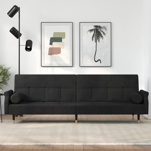 Snsowed Schlafsofa, Couch, Schlafcouch, Sitzecke Wohnzimmer, Wohnzimmer Sofa, Wohnzimmersofa, Sofa Gästezimmer, mit Kissen Schwarz Samt Snsowed Schlafsofa, Couch, Schlafcouch, Sitzecke Wohnzimmer, Wohnzimmer Sofa, Wohnzimmersofa, Sofa Gästezimmer, mit Kissen Schwarz Samt von Snsowed