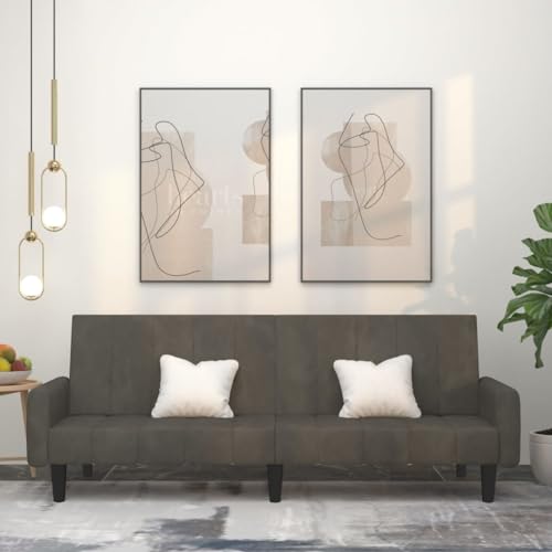 Snsowed Schlafsofa 2-Sitzer Dunkelgrau Samt, Loungesofa, Sofas & Couches, Relaxsofa, Couch für Wohnzimmer - 375775 Snsowed Schlafsofa 2-Sitzer Dunkelgrau Samt, Loungesofa, Sofas & Couches, Relaxsofa, Couch für Wohnzimmer - 375775 von Snsowed