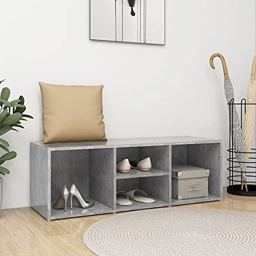 Snsowed Schuhbank, Sitztruhe, Aufbewahrung Küche, Flurschrank, Schuhschränkchen, Kommode, Sitzbank, Betongrau 105x35x35 cm Spanplatte von Snsowed