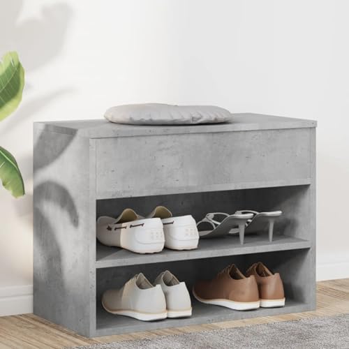 Snsowed Schuhbank, Sitztruhe, Aufbewahrung Küche, Flurschrank, Schuhschränkchen, Kommode, Sitzbank, Betongrau 60x30x45 cm Spanplatte von Snsowed