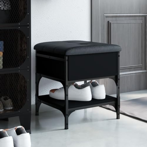 Snsowed Schuhbank Schwarz 42x42x45 cm Holzwerkstoff, Sitzbank Flur, Schuhregal Mit Sitzfläche, Schuhschrank Mit Sitzbank, Garderobenbank - 835182 von Snsowed