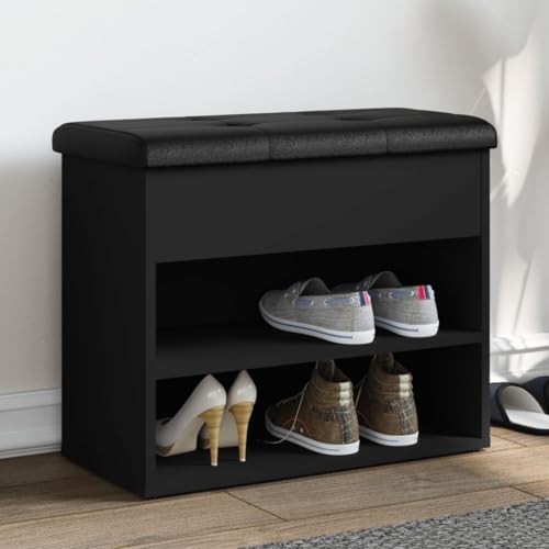 Snsowed Schuhbank Schwarz 62x32x50 cm Holzwerkstoff, Sitzbank Flur, Schuhregal Mit Sitzfläche, Schuhschrank Mit Sitzbank, Garderobenbank - 835097 Snsowed Schuhbank Schwarz 62x32x50 cm Holzwerkstoff, Sitzbank Flur, Schuhregal Mit Sitzfläche, Schuhschrank Mit Sitzbank, Garderobenbank - 835097 von Snsowed