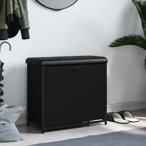 Snsowed Schuhbank mit Klappe Schwarz 62x32x56 cm, Sitzbank Flur, Schuhregal Mit Sitzfläche, Schuhschrank Mit Sitzbank, Garderobenbank - 835117 von Snsowed