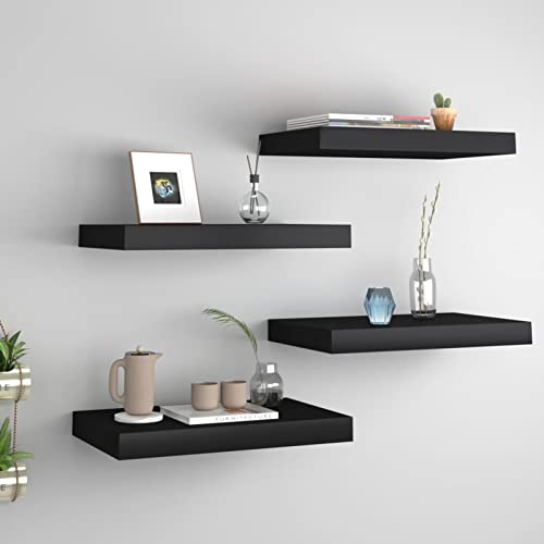 Snsowed Schwebende Wandregale 4 STK. Schwarz 40x23x3,8cm MDF, Schweberegal, Regal Wand, Bücherregal, Hängeregal, Regalbrett, Küchenregal, Zimmer Regal, Wandboard Snsowed Schwebende Wandregale 4 STK. Schwarz 40x23x3,8cm MDF, Schweberegal, Regal Wand, Bücherregal, Hängeregal, Regalbrett, Küchenregal, Zimmer Regal, Wandboard von Snsowed