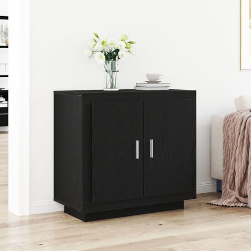 Snsowed Sideboard Schwarze Eiche 80x40x75 cm Ingenieurholz, Kommode Schlafzimmer, Kommoden & Sideboards, Wohnzimmerschrank, Flur Kommode, Zimmer Möbel - 862749 von Snsowed