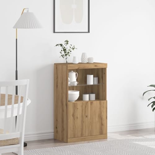 Snsowed Sideboard mit LED-Lichtern Artisan Eiche 60x37x100 cm, Kommode Schlafzimmer, Kommoden & Sideboards, Wohnzimmerschrank, Flur Kommode, Zimmer Möbel - 863034 von Snsowed