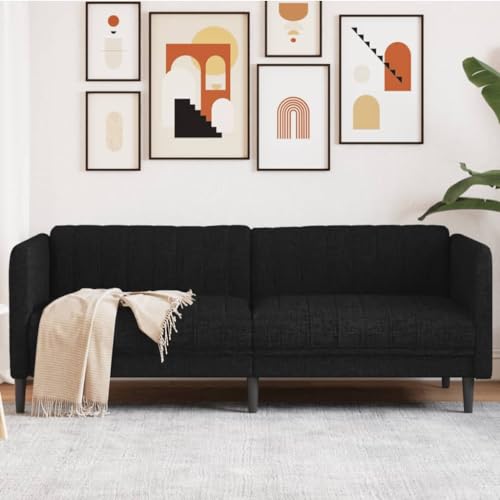 Snsowed Sofa 3-Sitzer Schwarz Stoff, Loungesofa, Sofas & Couches, Relaxsofa, Couch für Wohnzimmer, 372615 von Snsowed