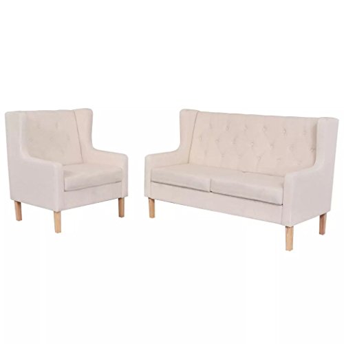 Snsowed Sofa-Set 2-TLG Schlafcouch, Schlafsofa, Sofa Bed, Sofas & Couches, Relaxsofa, Stoff Cremeweiß Snsowed Sofa-Set 2-TLG Schlafcouch, Schlafsofa, Sofa Bed, Sofas & Couches, Relaxsofa, Stoff Cremeweiß von Snsowed
