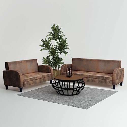 Snsowed Sofa-Set 2-TLG Schlafsofa, Schlafcouch, Sofa Bed, Sofas & Couches, Relaxsofa, Kunstleder in Wildleder-Optik Braun von Snsowed