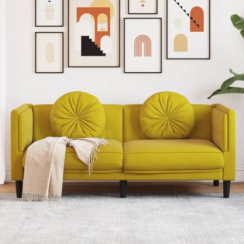 Snsowed Sofa mit Kissen 2-Sitzer Gelb Samt, Loungesofa, Sofas & Couches, Relaxsofa, Couch für Wohnzimmer, 372638 Snsowed Sofa mit Kissen 2-Sitzer Gelb Samt, Loungesofa, Sofas & Couches, Relaxsofa, Couch für Wohnzimmer, 372638 von Snsowed