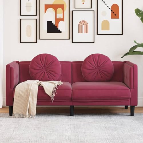 Snsowed Sofa mit Kissen 2-Sitzer Weinrot Samt, Loungesofa, Sofas & Couches, Relaxsofa, Couch für Wohnzimmer, 372636 Snsowed Sofa mit Kissen 2-Sitzer Weinrot Samt, Loungesofa, Sofas & Couches, Relaxsofa, Couch für Wohnzimmer, 372636 von Snsowed