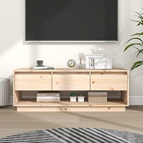 Snsowed TV-Schrank 110,5x34x40 cm Massivholz Kiefer, TV Lowboard, Fernsehschrank, Fernsehtisch, Fernseher Schrank, TV Sideboard, TV Board, TV Cabinet, TV Bank, TV Kommode von Snsowed