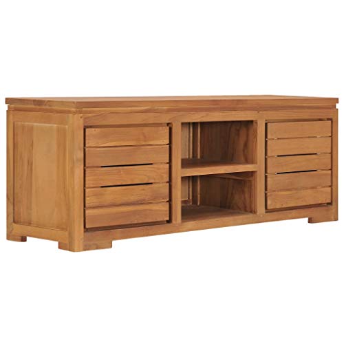 Snsowed TV-Schrank 110 x 30 x 40 cm Teak Massivholz, TV Lowboard, Fernsehschrank, Fernsehtisch, Fernseher Schrank, TV Sideboard, TV Board, TV Cabinet, TV Bank, TV Kommode von Snsowed