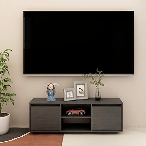 Snsowed TV-Schrank Grau 110x30x40 cm Massivholz Kiefer, TV Lowboard, Fernsehschrank, Fernsehtisch, Fernseher Schrank, TV Sideboard, TV Board, TV Cabinet, TV Bank, TV Kommode von Snsowed