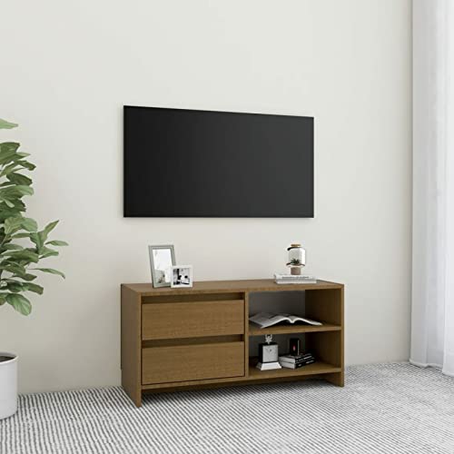 Snsowed TV-Schrank Honigbraun 80x31x39 cm Massivholz Kiefer, TV Lowboard, Fernsehschrank, Fernsehtisch, Fernseher Schrank, TV Sideboard, TV Board, TV Cabinet, TV Bank, TV Kommode von Snsowed
