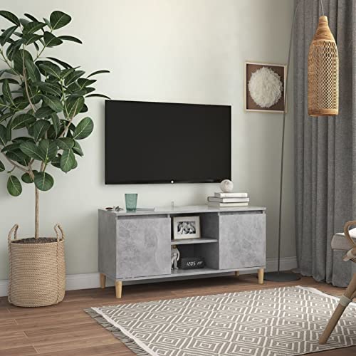 Snsowed TV-Schrank mit Massivholz-Beinen Betongrau 103,5x35x50 cm, TV Lowboard, Fernsehschrank, Fernsehtisch, Fernseher Schrank, TV Sideboard, TV Board, TV Cabinet, TV Bank, TV Kommode von Snsowed