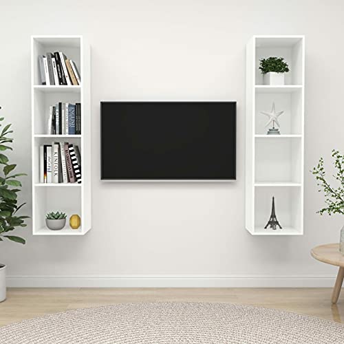 Snsowed TV-Wandschränke 2 STK TV Board, TV Sideboard, Lowboard Schwebend, Schrankhalterungen Wand,Schwebender TV-ständer, Weiß Spanplatte von Snsowed