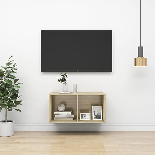 Snsowed TV-Wandschrank Sonoma-Eiche 37x37x72 cm Holzwerkstoff, Tv Board, Tv Lowboard, Tv Tisch, Fernsehschrank, Fernsehtisch, Kommode, Sideboard Wohnzimmer, Tv Sideboard - 805474 von Snsowed