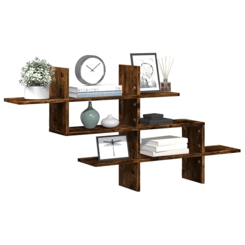 Snsowed Wandregal Räuchereiche 124,5x18x60,5 cm Holzwerkstoff, Schweberegal, Regal Wand, Bücherregal, Hängeregal, Regalbrett, Küchenregal, Wandboard - 853267 von Snsowed