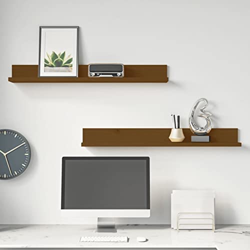 Snsowed Wandregale 2 STK. Honigbraun 80x11x9 cm Massivholz Kiefer, Schweberegal, Regal Wand, Bücherregal, Hängeregal, Regalbrett, Küchenregal, Zimmer Regal, Wandboard von Snsowed