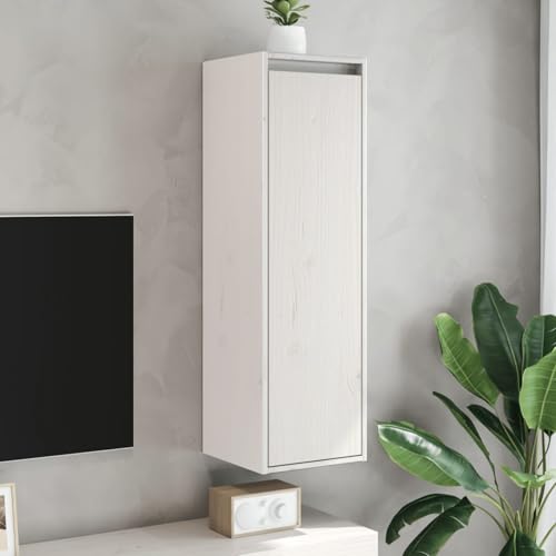 Snsowed Wandschrank, TV Sideboard, Medienkonsolesideboard, Lowboard Schwebend, Schrankhalterungen Wand, Weiß 30x30x100 cm Massivholz Kiefer von Snsowed