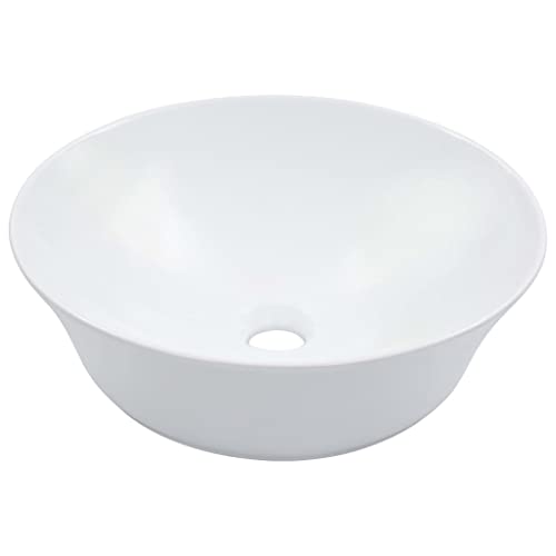 Snsowed Waschbecken, Aufsatzwaschbecken, Bathroom Sink, Waschtisch, Ablaufgarnitur, Aufsatzbecken, 41 x 12,5 cm Keramik Weiß von Snsowed