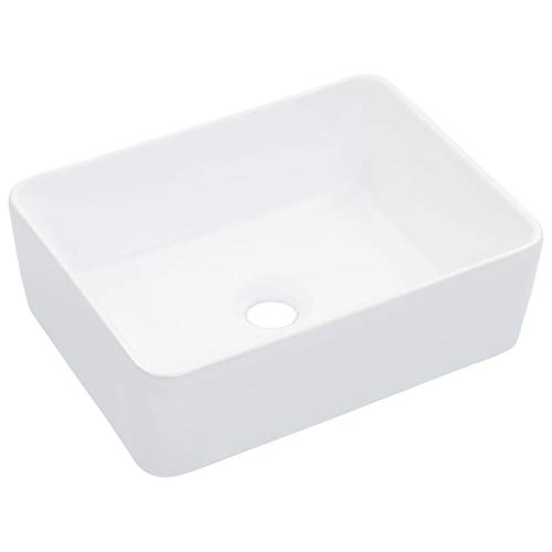 Snsowed Waschbecken 40 x 30 x 13 cm Keramik Weiß, Aufsatzwaschbecken, Bathroom Sink, Waschtisch, Aufsatzbecken, Ablaufgarnitur - 143919 von Snsowed