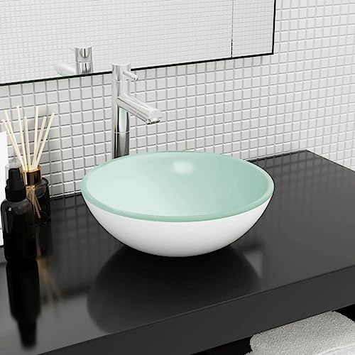 Snsowed Waschbecken Hartglas 35x12 cm Weiß, Aufsatzwaschbecken, Bathroom Sink, Waschtisch, Aufsatzbecken, Ablaufgarnitur - 345252 von Snsowed