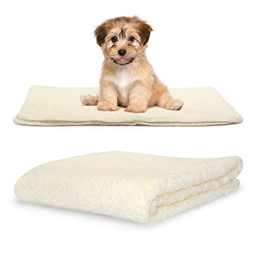 Snug Rug Luxuriöse Haustierdecken – flauschige Sherpa-Fleece-Decke weich und warm Hunde und Katzen – waschbarer Überwurf für Auto Sofa Bett (klein 88 x 60 cm, creme) von Snug Rug