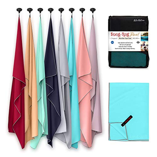 Snug Rug Mikrofaser-Handtuch super saugfähig schnell trocknend, leicht kompakt, für Reisen antibakteriell Schwimmen Sport Reisen Sanddicht Strandtücher Microfaser Kristall Meeresblau Large 80 x 160cm von Snug Rug
