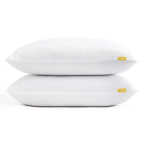 Snug Blissful Bedtime Kissen, 2 Stück, luxuriöse Hotelqualität, mittlere Unterstützung für Vorder- und Rücken- und Seitenschläfer, umweltfreundlich, hypoallergen und maschinenwaschbar, Weiß, 2 Stück von Snug