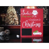 Weihnachts-Countdown-Kreidetafel, Urlaubsplaner, Adventskalender, Rustikale Dekoration, Countdown-Schild, Tafel Für Kinder, Countdown Bis Weihnachten von SnuggleUpCompany
