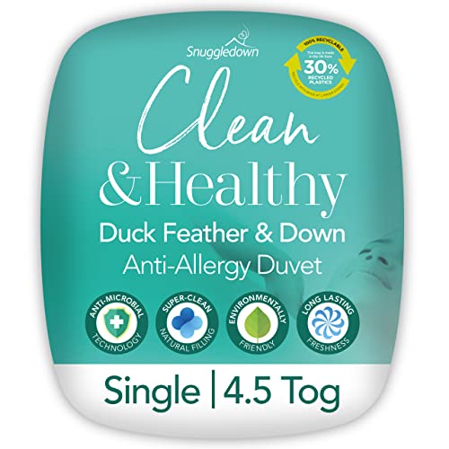 Snuggledown Clean & Healthy Bettdecke für Einzelbett, Entenfedern und Daunen, 4,5 Tog, Sommerdecke, Einzelbett von Snuggledown