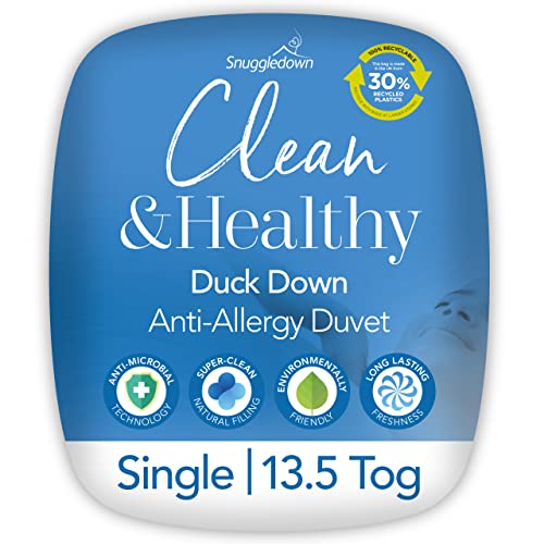 Snuggledown Clean & Healthy Duck Down 2996SNG05 Einzelbettdecke, 13,5 Tog, Winterdecke, Einzelbett, Weiß von Snuggledown