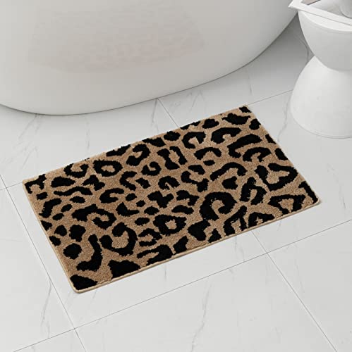 Süße saugfähige Badematte für Badezimmer, rutschfest, weicher Leoparden-Badteppich, 50,8 x 78,7 cm von Snugtown