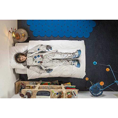 INDIGOS UG Snurk Kinder Bettwäsche Set Garnitur Heimtextilie Bettdecke Kopfkissen Astronaut 135 x 200 cm 100% Baumwolle von Snurk