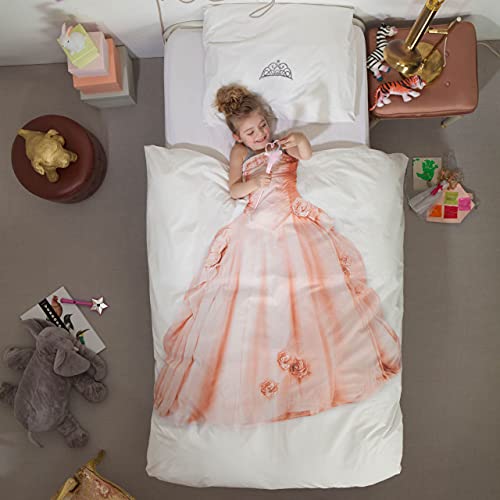 Snurk® - Kinder Bettwäsche Set, Princess Blue Bettwäsche, 135 x 200 cm, inkl. 1 Kissenbezug 80 x 80 cm, aus 100% Bio-Baumwolle von Snurk