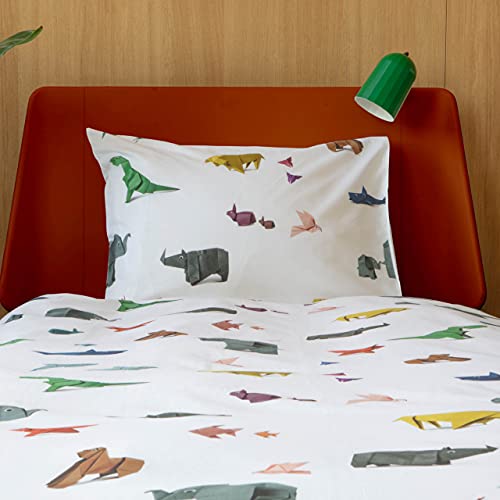 Snurk® - Kinder Bettwäsche Set, Paper Zoo Bettwäsche, 135 x 200 cm, inkl. 1 Kissenbezug 80 x 80 cm, aus 100% Bio-Baumwolle von Snurk